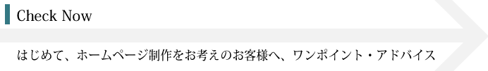 Check Now はじめて、ホームページ制作をお考えのお客様へ、ワンポイント・アドバイス