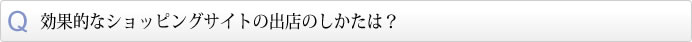 効果的なショッピングサイトの出店のしかたは？